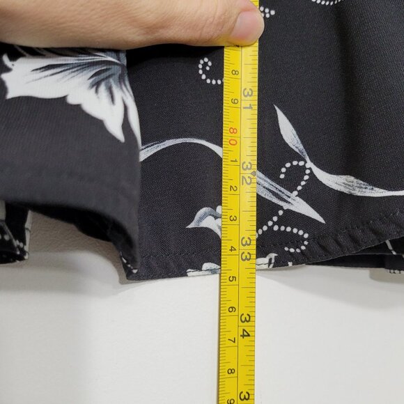 Nygard Collection Vintage Black Floral 90s Skirt Button Front Lightweight Petite - Picture 6 of 9